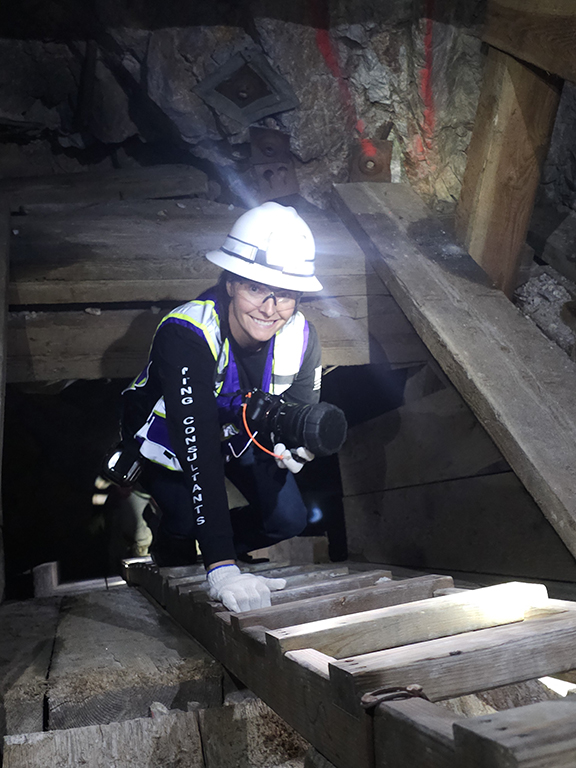 Crystal Burgess in the Osisko Trixie Gold Mine in Utah 